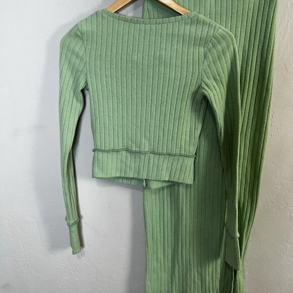 Urban Outfitters‎ Out From Under Suki Ribbed Cardigan Maxi Skirt Set Green Sz XS - Picture 3 of 12